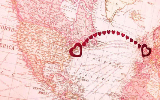 Two hearts connected, symbolizing long distance love.