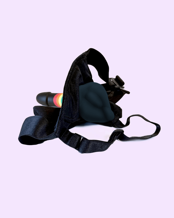 Black | BumpHer dildo cover in a harness