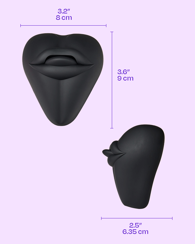 Black | Kissi dildo base cushion cover measures 3.2 inches wide and 3.6 inches tall