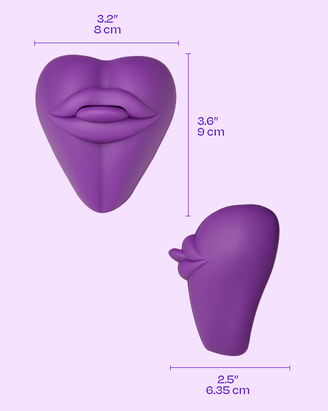 Purple | Kissi dildo base cushion cover measures 3.2 inches wide and 3.6 inches tall
