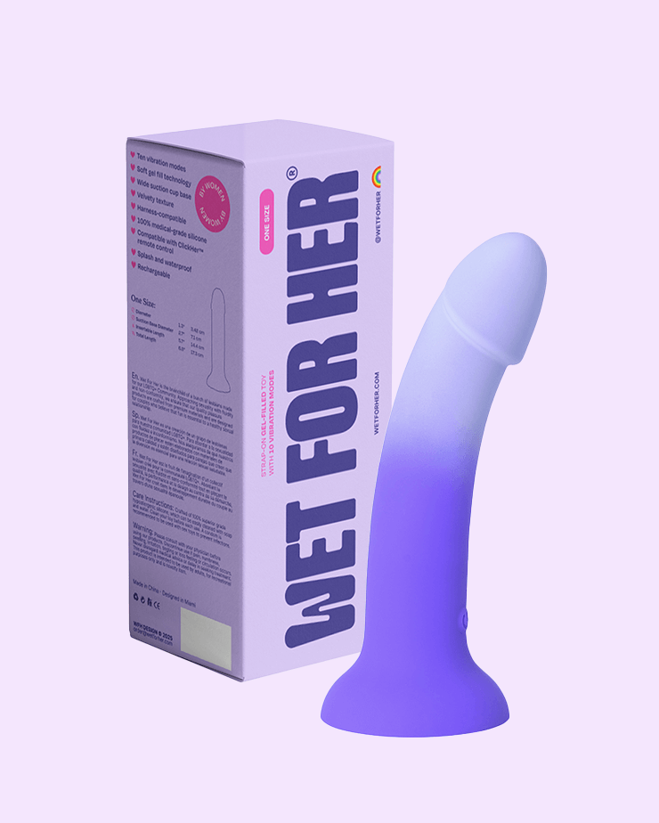 Silicone LustIt gel-filled dildo in lilac discreet packaging