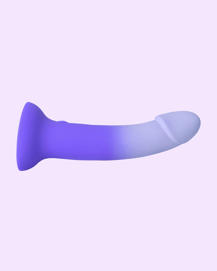 Silicone LustIt gel-filled dildo side view