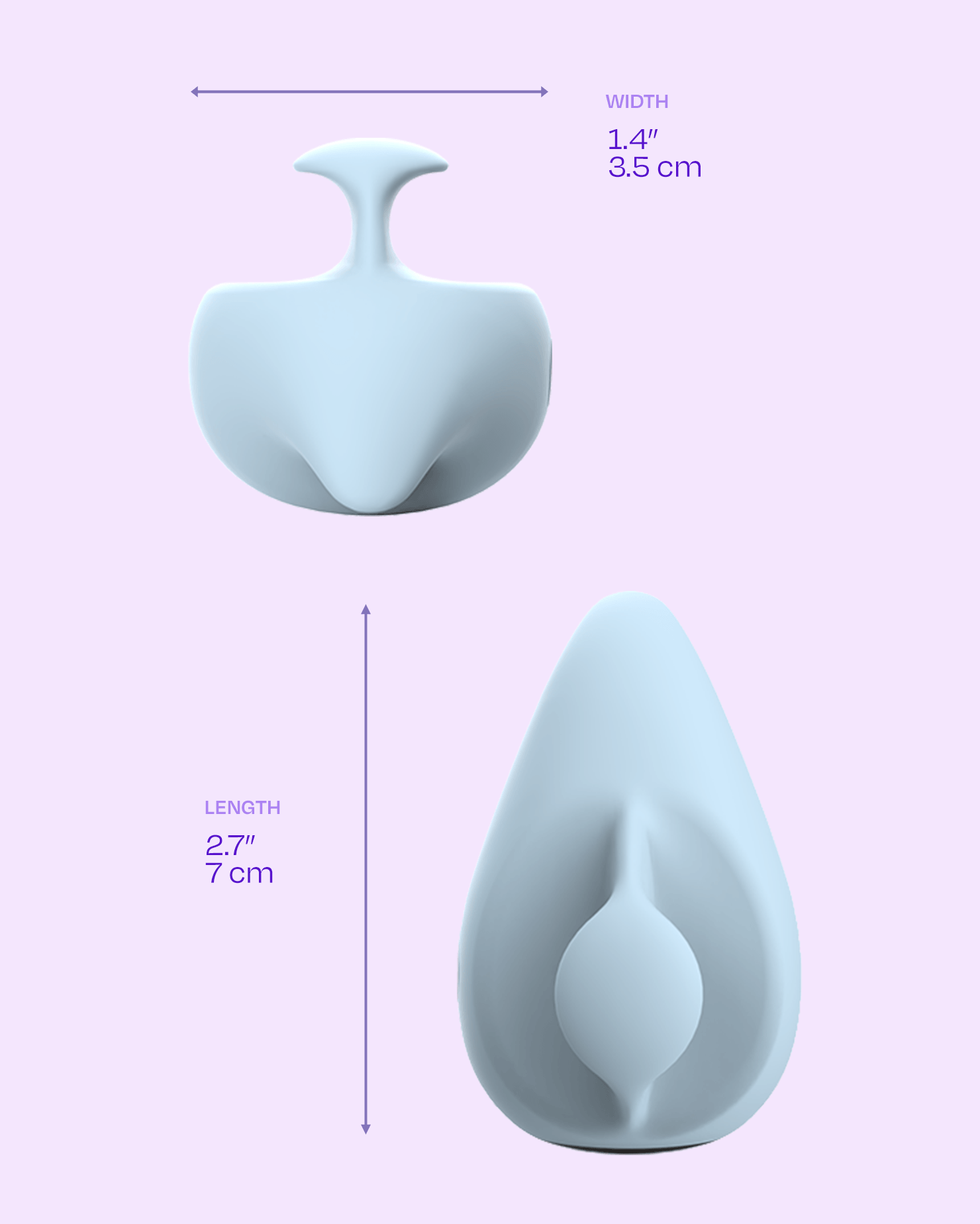 Light Blue | VibeMe discreet ergonomic vibrator size chart