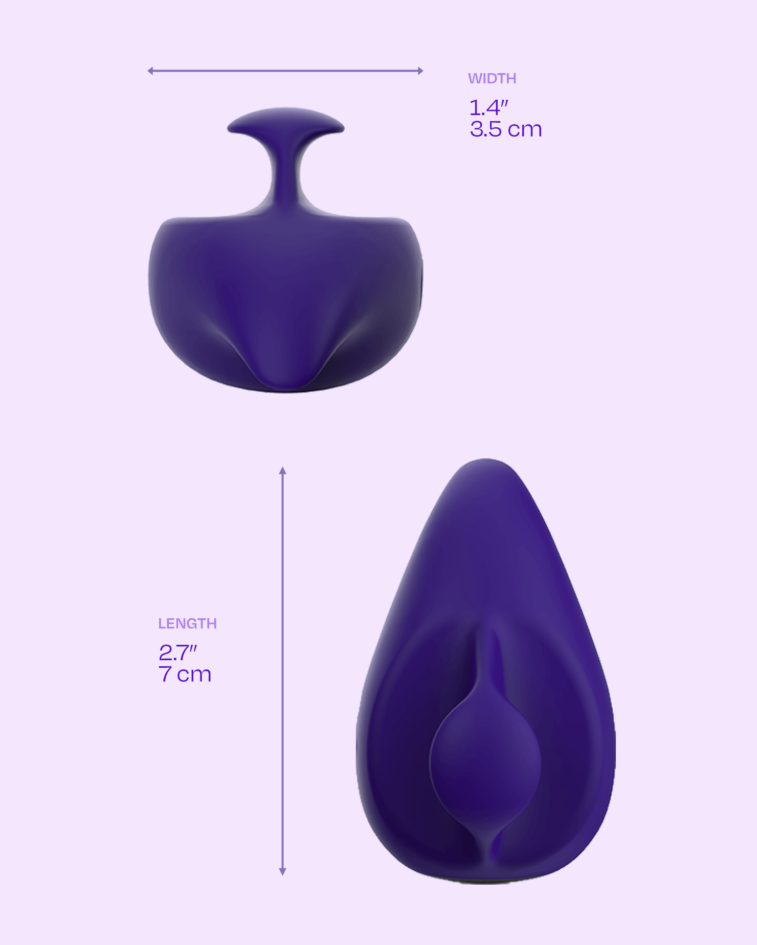 Dark Purple | VibeMe discreet ergonomic vibrator size chart