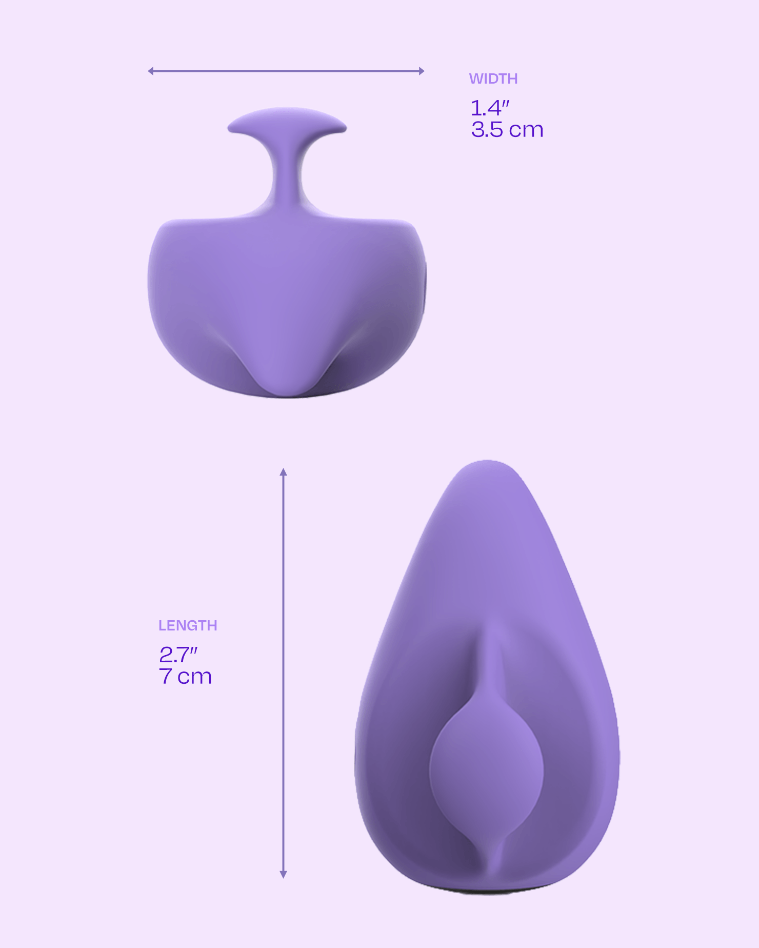 Lilac | VibeMe discreet ergonomic vibrator size chart