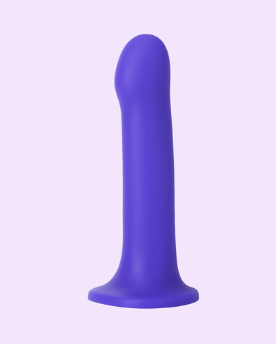 Purple | WondHer strap-on silicone bendable dildo with suction cup base