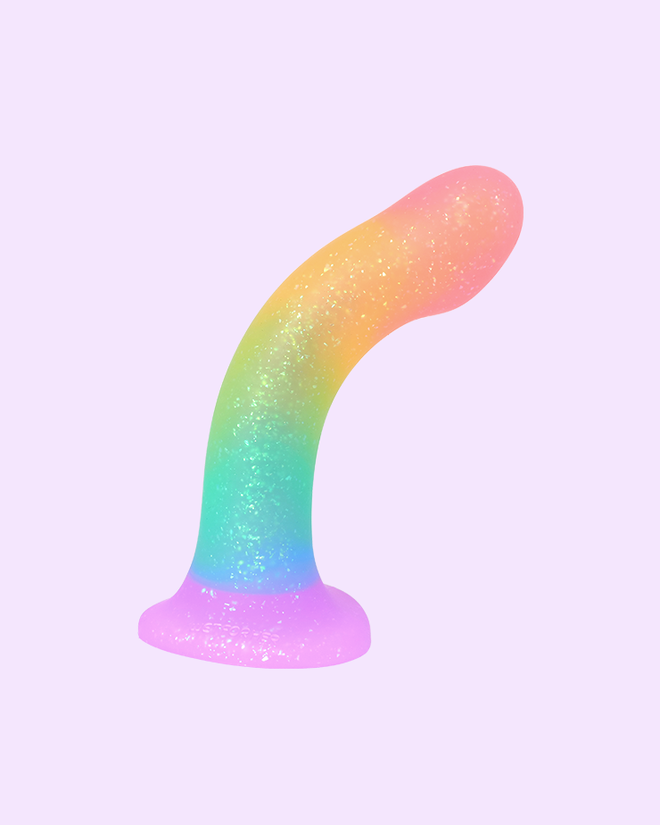 Pride limited-edition WondHer Glitter strap-on in rainbow gradient color