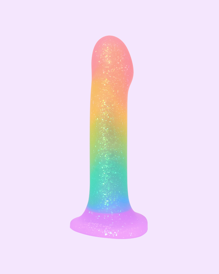 Pride limited-edition WondHer Glitter strap-on in rainbow gradient color