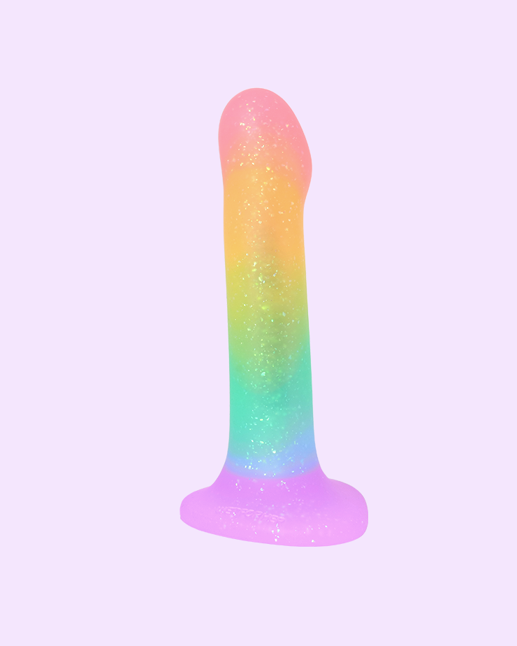 Pride limited-edition WondHer Glitter strap-on in rainbow gradient color