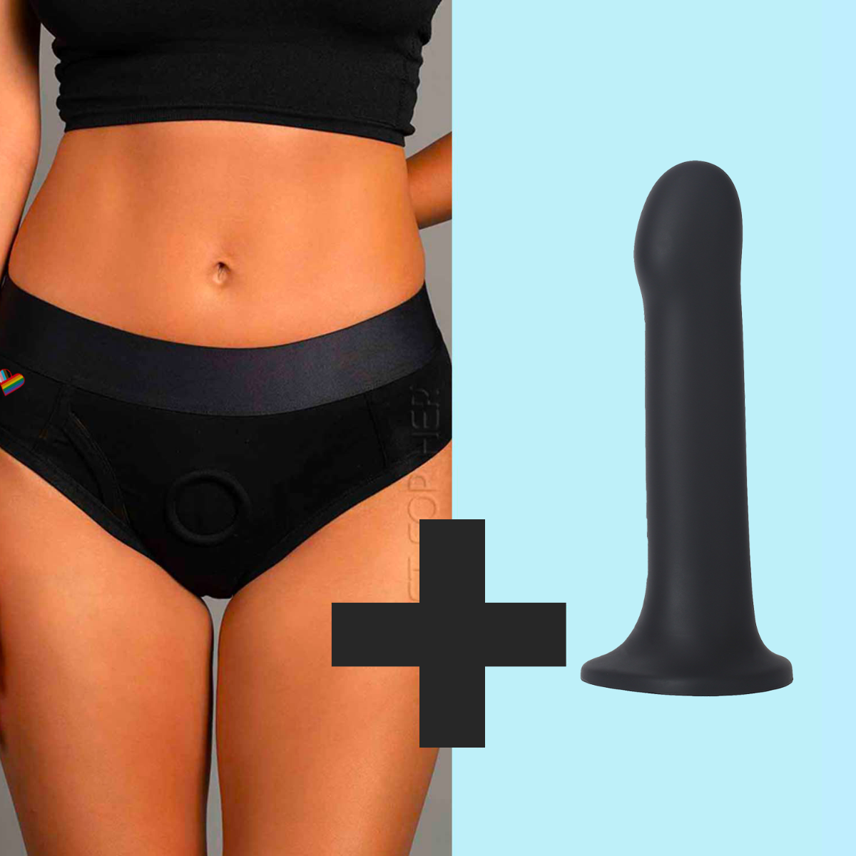 Image of Pack Brief Harness Black XS-5XL + WondHer Strap-On Dildo