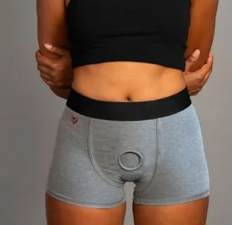 Boxer Brief Grey O'Ring Strap-On Harness XS-5X