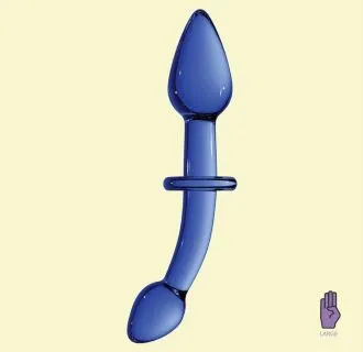 DOUBLE GLASS DILDO BLUE OR WHITE 17CM